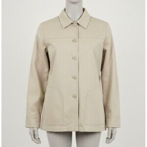 Good Clothes Collections Women's Tan Cotton Spandex Long Sleeve Button Up Jacket